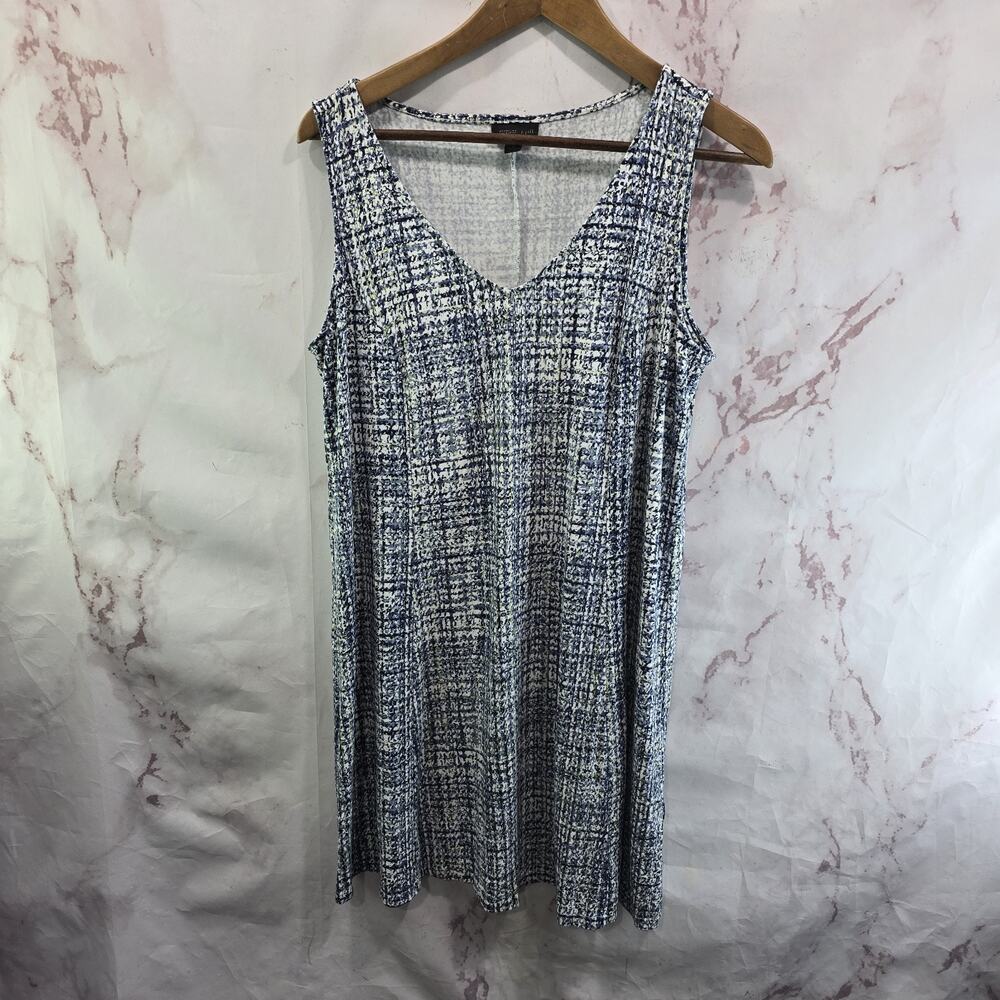 J Jill Tank Top Womens Medium P Tunic Long V Neck Wearever Pattern Shirt